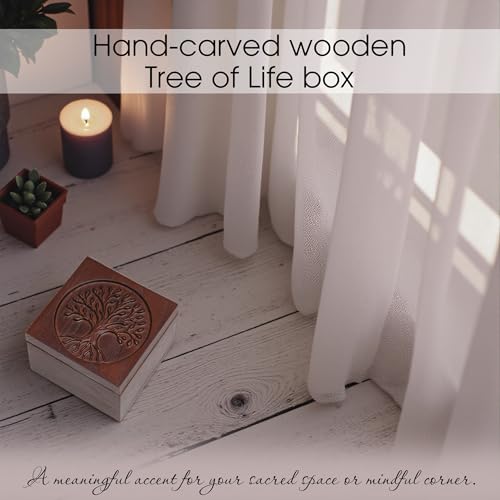 Hand-Carved Tree of Life Wooden Jewelry Box, Keepsake Storage Box for Men - color: KAT- KL Tree Of Life Keepsake Box