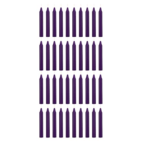 Mega Candles Unscented Mini Taper Chime Spell Candles 40 Count 4" x 1/2" - color: Dark Purple, size: 40 Pieces