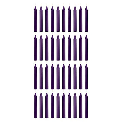 Mega Candles Unscented Mini Taper Chime Spell Candles 40 Count 4" x 1/2" - color: Dark Purple, size: 40 Pieces
