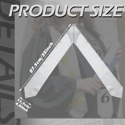 Geyoga 24 Pcs Graduation Stole Bulk Sublimation Blank 70 in - color: Silver