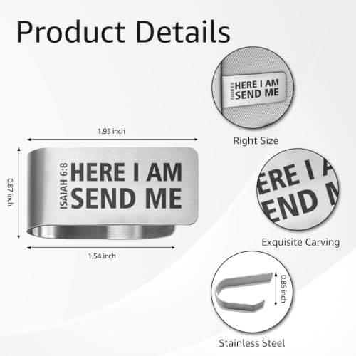 Isaiah 6:8 Bible Verse Car Visor Clip, Christian Gifts for Driver - color: Silver105