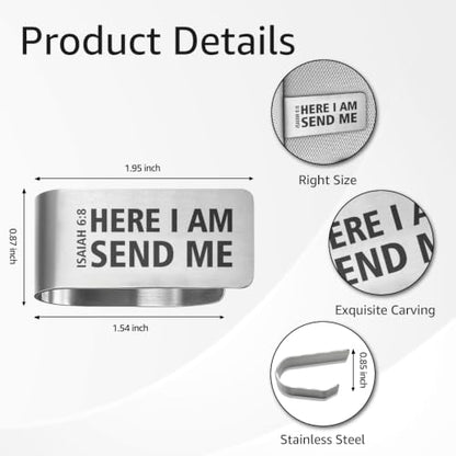Isaiah 6:8 Bible Verse Car Visor Clip, Christian Gifts for Driver - color: Silver105