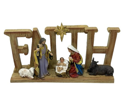 7" Holy Family Faith Tabletop Decor Figuire Sagrada Familia