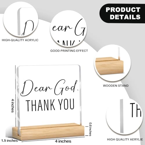 Christian Decor,Living Room Table Decor,Dear God Thank You Acrylic Sign Religious Bible Verse Decorations for Home Office Prayer Room Tabletop Shelf - color: Dear God, Thank You