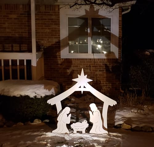 FrontYard Originals All-Weather Outdoor Holy Family Nativity, Waterproof, Made in USA, 4ft Tall, Durable Material, Simple Assembly, Easy Storage, Yard Nativity Set