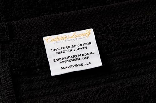 Black Hand Towels for Bathroom - Monogrammed | Luxury Cotton Turkish Towels | Embroidered in USA | Set of 2 | Choose Set Color and Letter | A - Z | Script Font - color: Black