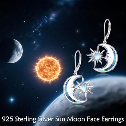 AOBOCO Mustard Seed Earrings for Women Sterling Silver Mountain Cross Earrings Dangle Christian Religion Jewelry Mothers Day Birthday for Mom Wife Friends - style: Sun Moon Earrings