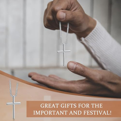 Kigeli 48 Pcs Cross Necklace for Men Stainless Steel Silver Pendant