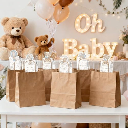 30 Sets Baby Shower Gifts Pens in Bulk for Guests Blue Bear Party Favors Retractable Ballpoint Pen with Bookmarks Black Ink Gender Reveal Souvenirs Prizes Gifts Supplies - style: Blue Bear