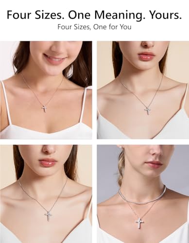 KRKC&CO Moissanite Cross Necklace for Women: 0.6-4.3ct D-Color VVS1 - color: Silver F