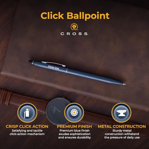 Cross Click Personalized Ballpoint Pen in Midnight Blue with Chrome Trim - color: Midnight Blue