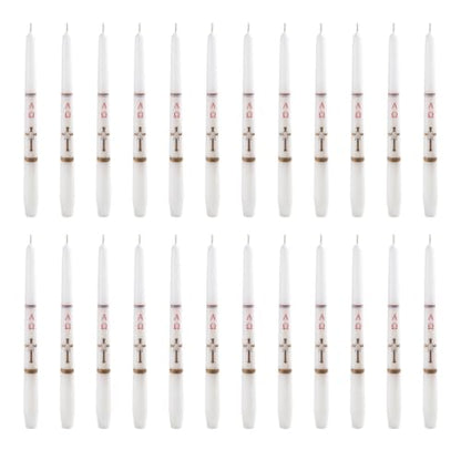 Autom Baptismal Candle - Pack of 24 Sacramental Baptism Taper Candles Individually Boxed, 10", Cross & Shell - color: Cross & Shell