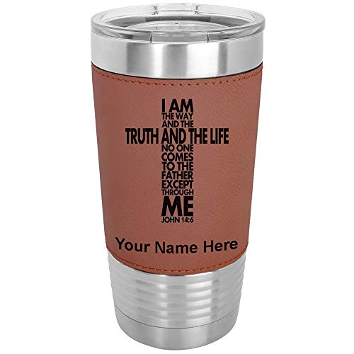 LaserGram Personalized 20oz Tumbler, Bible Verse John 14-6 (Dark Brown) - color: Dark Brown