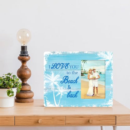 Beach Picture Frame Gifts for Couples, I Love You Beach Wedding Wooden Picture Frames, 4x6 inch Photo - color: Purple