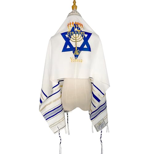 Tallit Prayer Shawl with Bag, Soft Fabric 70"x 20" Tallit Prayer Cloth Israel for Men & Women - color: Blue