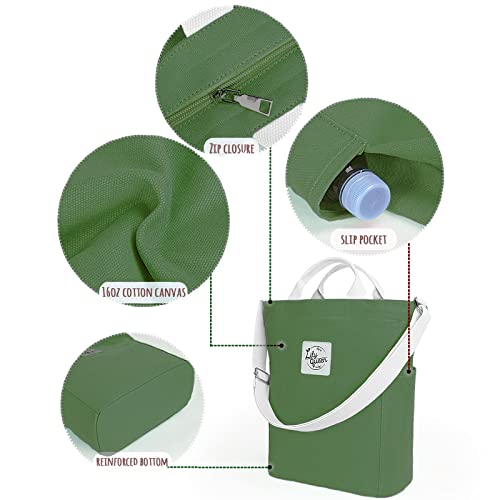 Lily queen Women Canvas Tote Handbags Casual Shoulder Work Bag Crossbody - color: Green