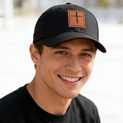 Christian Jesus Cross Trucker Hat Faith Hats for Men Women Religious Gifts - color: C-black