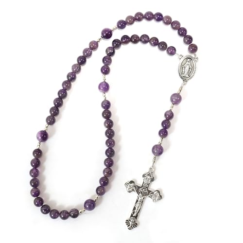 Handmade Catholic Rosary Beads - color: Purple Amethyst