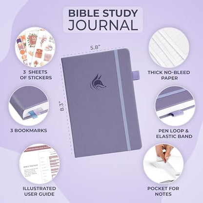 Clever Fox Bible Study Journal, Guide, Supplies for Women A5 Lavender - color: Lavender, size: A5 (5.8'' x 8.3'')
