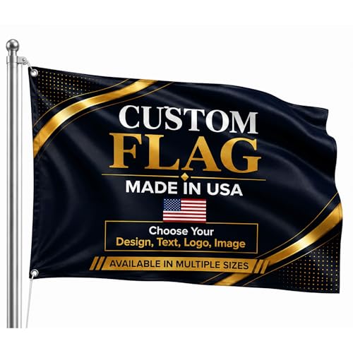 Custom Flag by BCB Print; Personalized Outdoor Flag with Photo Text Logo; 1 x 1 1/2 2x3 3x5 4x6 5x8 FT; HD Print; 2 Grommets; No Pole Hardware; Made in USA Fast Delivery - color: Flag