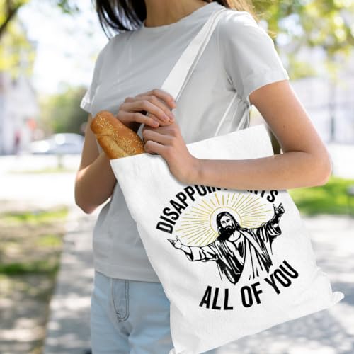 VICBOU Bible Verse Canvas Tote Bag Religious Christian Gifts for Women Men Faith Canvas Tote Reusable Grocery Bag - color: Disappointments