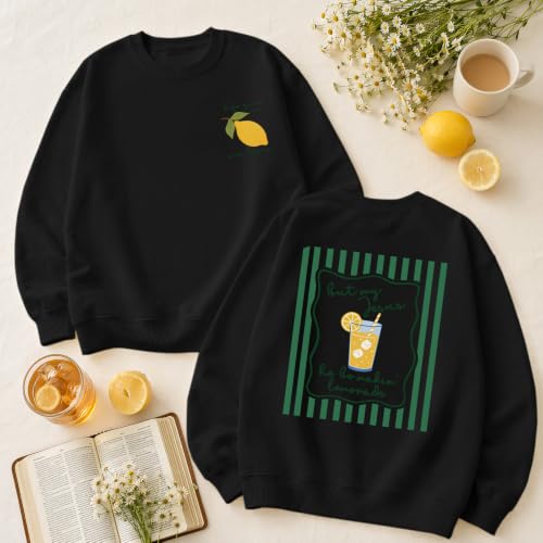 BINTEHGS Christian Sweatshirts For Women My Jesus Making Lemonade Graphic Faith Crewneck Pullover Religious Long Sleeve Shirt - color: Black, size: XX-Large