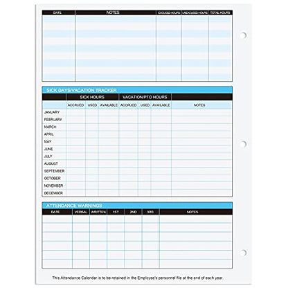 2027 Attendance Calendar Work Tracker Attendance Calendar Cards - 8.5 X 11 Cardstock/Pack of 25 Sheets