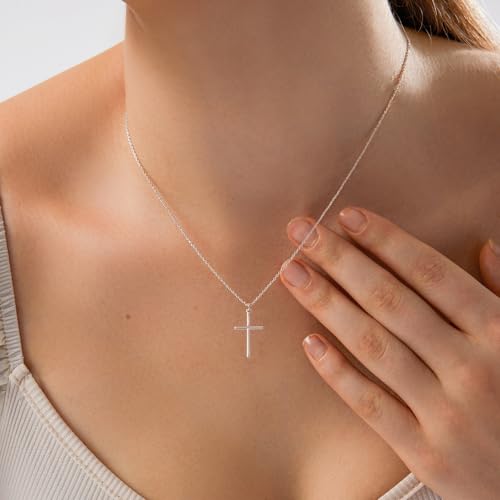 Luxval Cross Necklace for Women -Dainty 14K Gold Plated Cross Necklace Layered Gold Cross Necklace Cross Choker Necklace Gold Cross Necklaces for Women Trendy Gold Jewelry Gifts for Women - color: Silver--Cross
