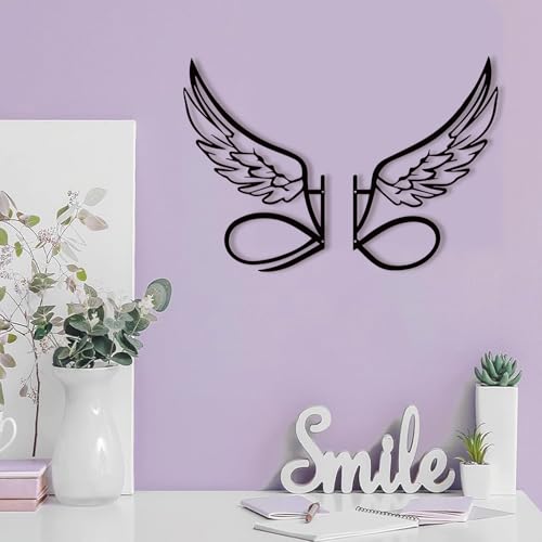 DUOOLN Angel Wings Metal Wall Decor Art, Abstract Butterfly Sculpture-Black - color: Black - Angel's Wings Large