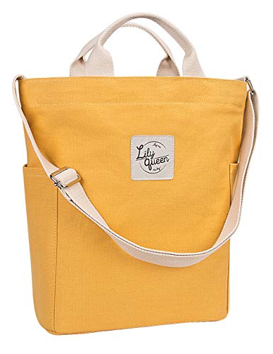 Lily queen Women Canvas Tote Handbags Casual Shoulder Work Bag Crossbody - color: Yellow