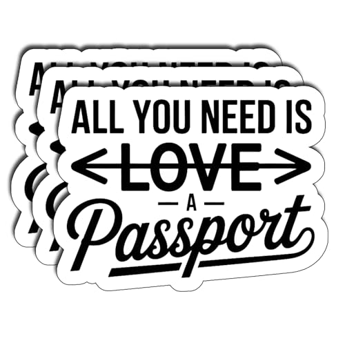 (3Pcs) All You Need is A Passport Stickers Funny Travel Quote Wanderlust Adventure Gifts Waterproof Vinyl Decals for Suitcase Laptop Water Bottle Car Size 2.3" x 3" - color: All You Need is a Passport