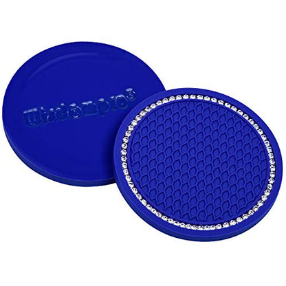 Wisdompro Bling Car Coasters, 2 Pack 2.75" Diameter Car Cup Coaster, Blue - color: Blue