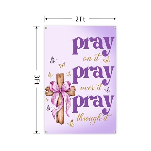 verrlia Pray on it Pray Over It Pray Through It Christian Tapestry 2x3 Feet Inspirational Bible Verse Tapestry for Bedroom Living Room Dorm Party Wall Decor Gifts
