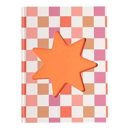 Pearhead Pink & Orange Star Cutout Hardcover Graph Notebook, 6.25x8.25 Grid Journal for Bullet Journaling, Planning & School Notes, 200 Pages - color: Orange Cut-Out Checkered Graph Journal