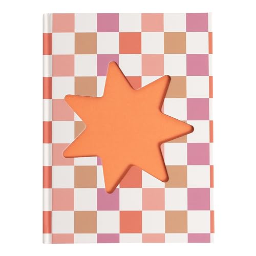 Pearhead Pink & Orange Star Cutout Hardcover Graph Notebook, 6.25x8.25 Grid Journal for Bullet Journaling, Planning & School Notes, 200 Pages - color: Orange Cut-Out Checkered Graph Journal
