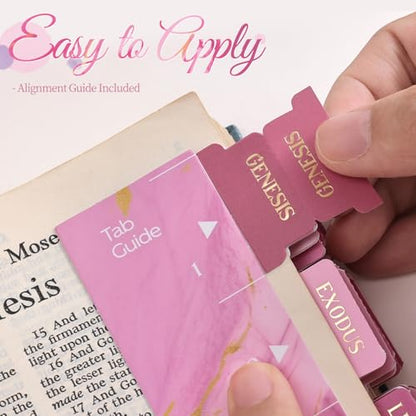 Laminated Bible Tabs for Women, Pink, Gold Foil Embossed Lettering, 105pcs - style: Gold Foil Pink