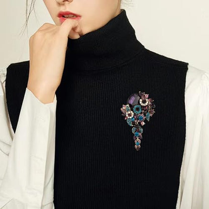 SELOVO Large Long Flower Brooch Pin for Women Wedding Party Brooch Pendant - color: Purple