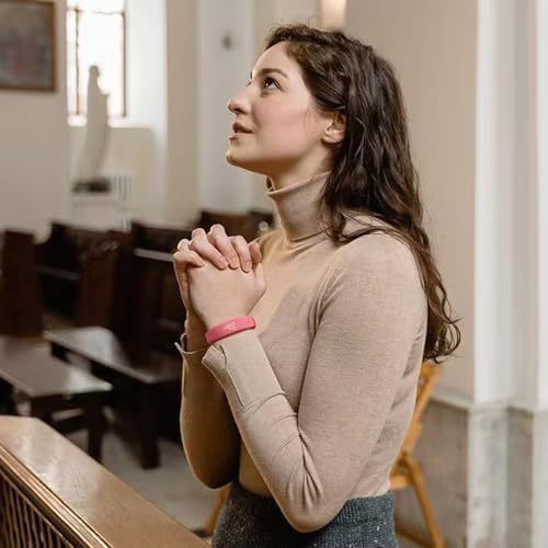2 Pack Bible Verse Bracelets, with NFC Scan‌ Daily Jesus Bracelets Christian Gospel Scripture Bracelet Faith and Style Combined Inspirational Religious Wristband Gifts for Women (Love Like Jesus) Pink