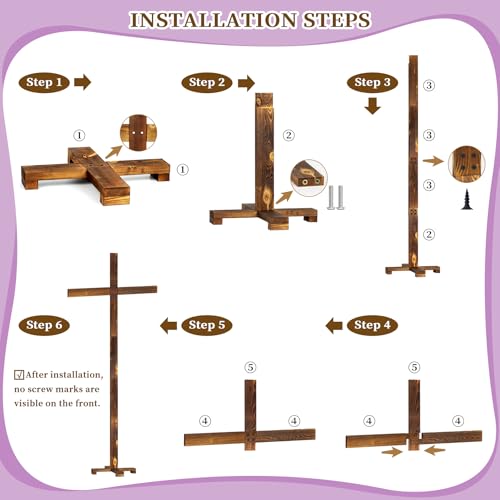 GOSR 71" Extra Large Wood Standing Cross, Wooden Wedding Arch Style