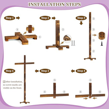 GOSR 71" Extra Large Wood Standing Cross, Wooden Wedding Arch Style