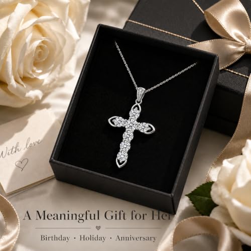 Cross Necklace 18k Gold Plated Christian Faith Jewelry Gift for Women - color: Cross-Silver