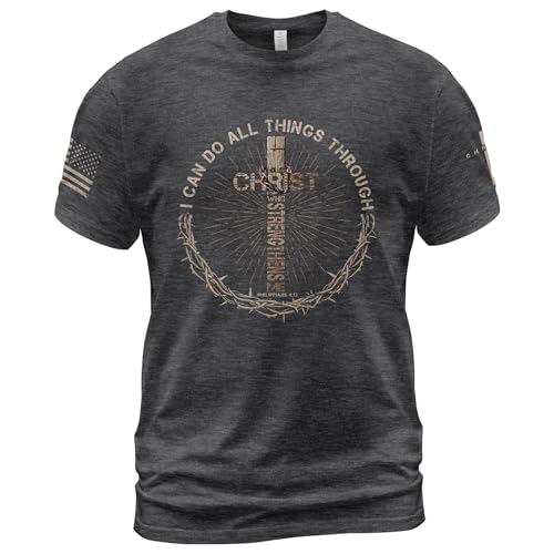 I Can Do All Things Through Christ, Jesus Shirts Men 2 - color: Dark-heather, size: Large
