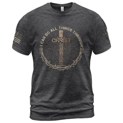 I Can Do All Things Through Christ, Jesus Shirts Men 2 - color: Dark-heather, size: Large