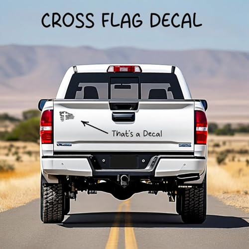 GRITKULTURE American Flag with Cross Vinyl Decal Sticker for US Christian Cars, Trucks, Laptops, Jesus, Window Decal Sticker Police Thin Blue Line (Black) - color: Black