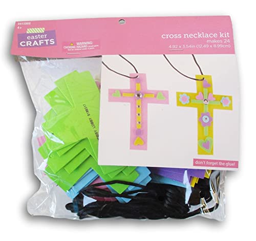 Easter Cross Necklace Foam Art Craft Kit for Sunday School, VBS, Classroom - Makes 24