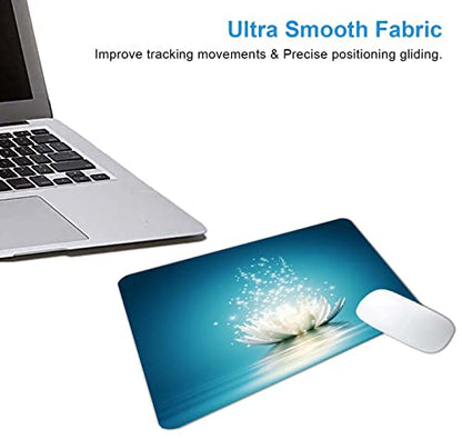 White Lotus Mouse Pad,Cute Floral Mouse pad,Custom Small Mouse Pads with Designs,Portable Office Non-Slip Rubber Base Wireless Mouse Pad for Laptop - color: S303