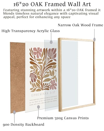 EcoHest 16x20 in Ephesians 3:17 Abstract Floral Framed Christian Wall Art - color: Framed Ephesians, size: 20"L x 16"W