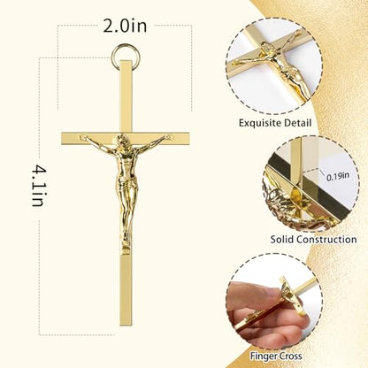 KUXBET Crucifix Cross, Metal Gold Crucifix with Jesus Crucifix, My Heart/Encouragement Gift Pocket Stress Cross Fidget for Christian Faith, Prayer, Christmas Gifts (4.1inch, Antique Gold) - color: Gold, size: 4.1"L x 2"W
