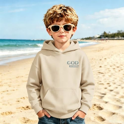Fkatuzi Christian Graphic Hoodies For Boys Jesus God Is Good Hoodie Kids Faith Verse Bible God Religious Beach Pullover Tops - color: Apricot, size: 11-12 Years