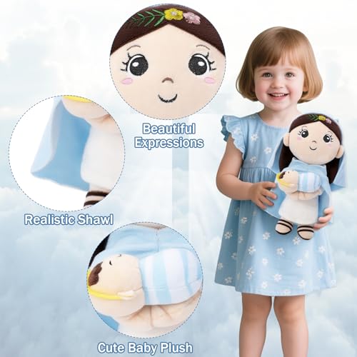 Mary Kids' Plush Toy Pillow – Exquisite Virgin Mary Baby Jesus Doll Perfect for First Communion 12 Inch - style: Blue Mary